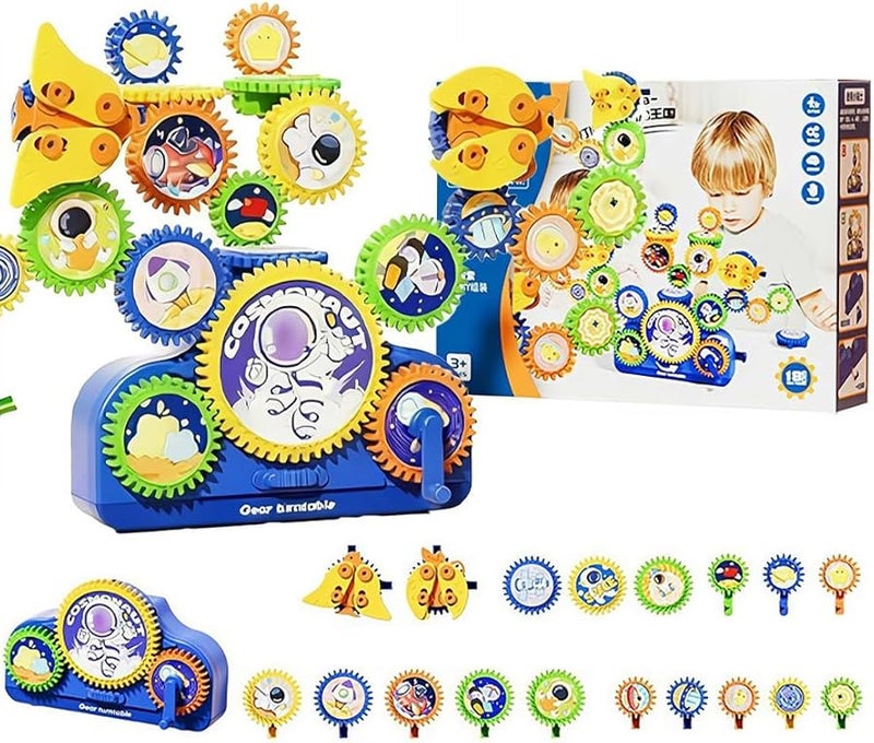 Space Educational STEM Building Blocks Electric Gear Playset Construction Toy Gift - Image 1